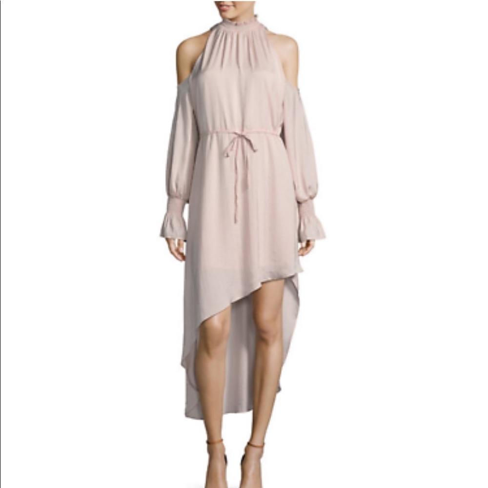 TDC high low cold shoulder dress